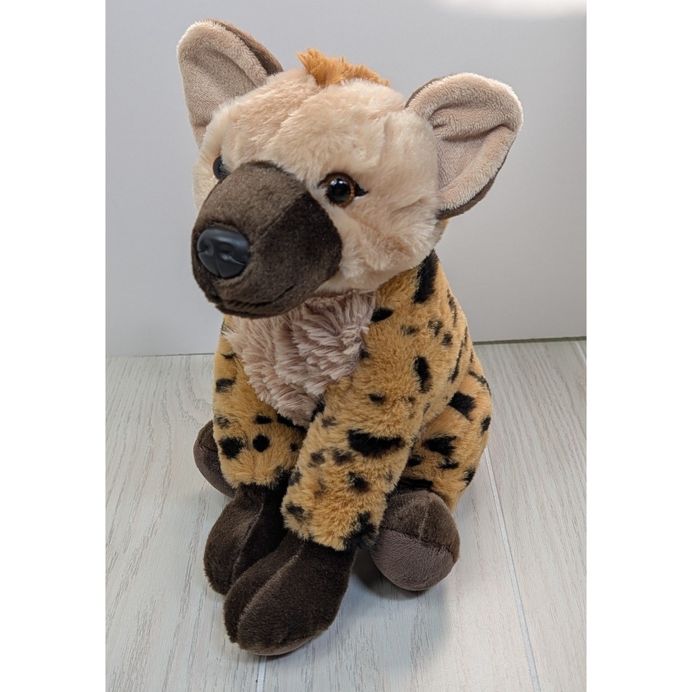 The Petting Zoo Hyena Plush Tan Brown Spotted Recycled Stuffed Animal